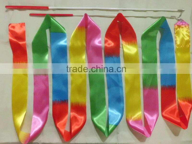 LOQ MOQ cheap Chinese silk Gymnastic Dance ribbons wholesale