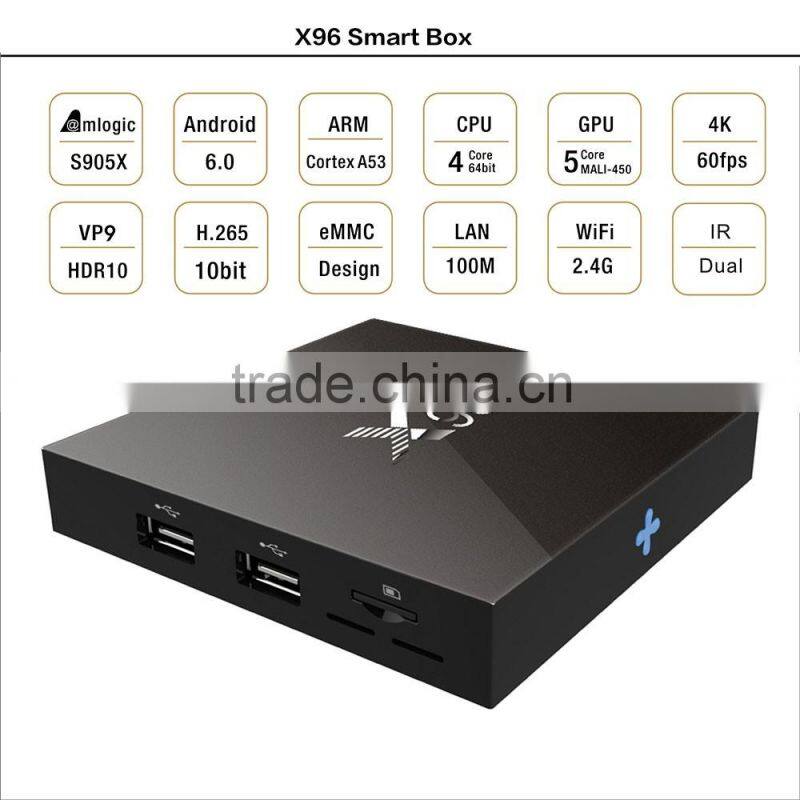 Amlogic S905X Quad Core Android 6.0 TV Box Wifi 4K*2K Kodi Marshmallow Media Player Set top box for X96 boxtv