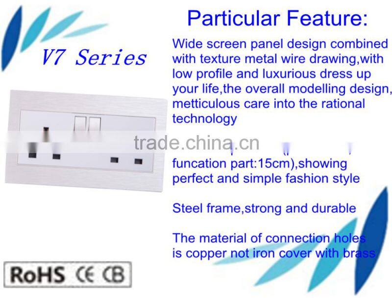 The Safety and Top Hot Selling 2 gang BS standard switched socket outlet