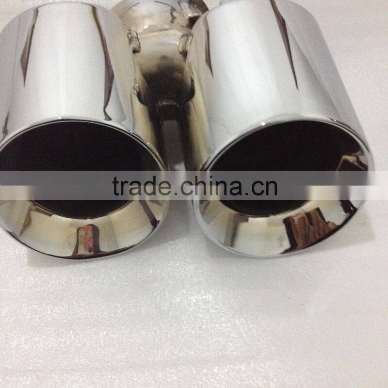 Universal Mirror polished Double Outlets Exhaust Tip
