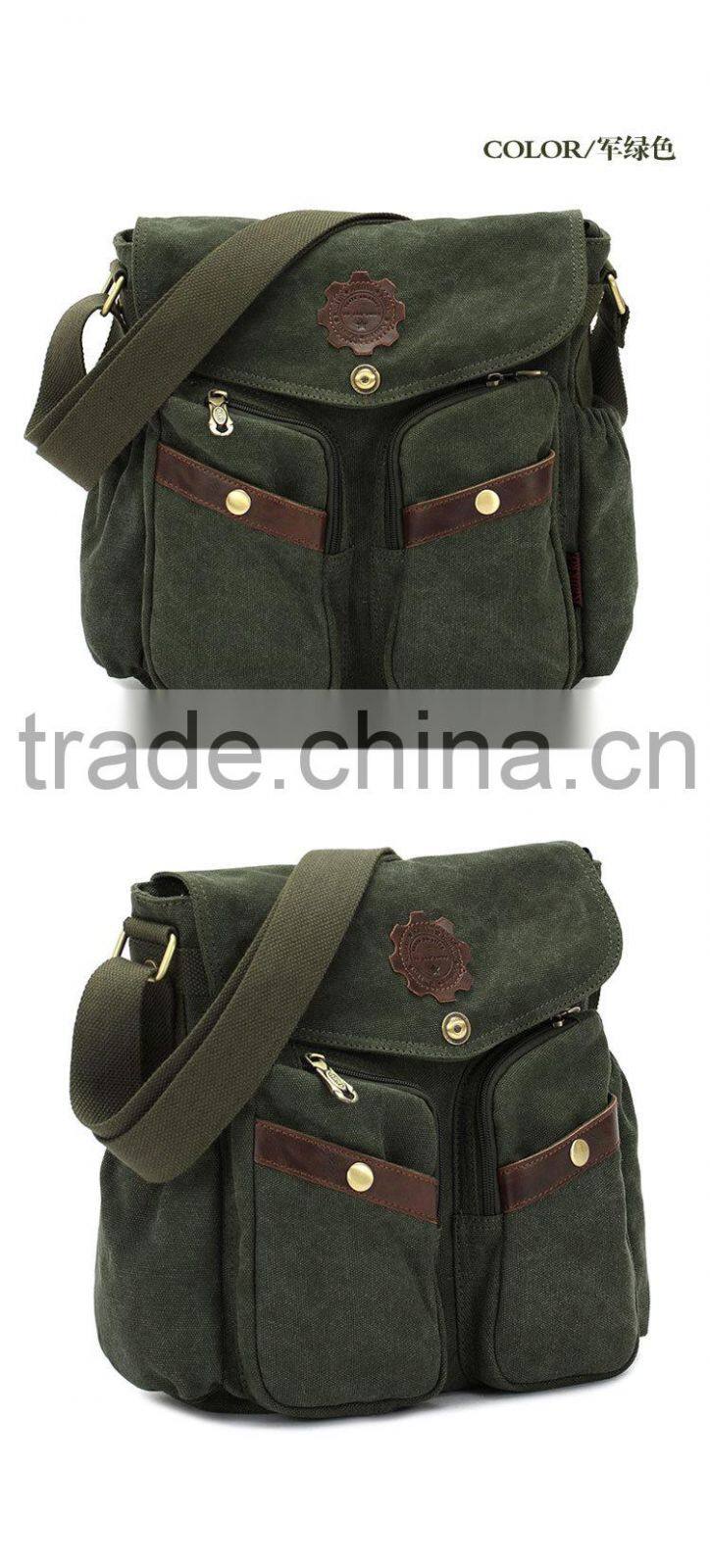 Single Shoulder Casual Messenger Bags Men Canvas Leather Shoulder Bag