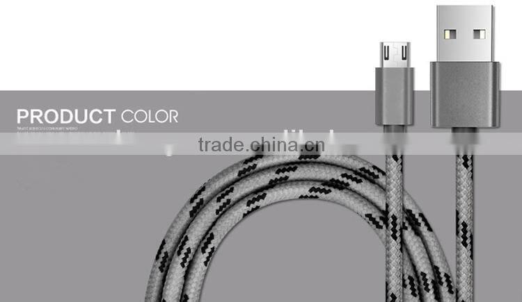 hot sale charging cable for smartphone USB cable with nylon braid micro USB cable