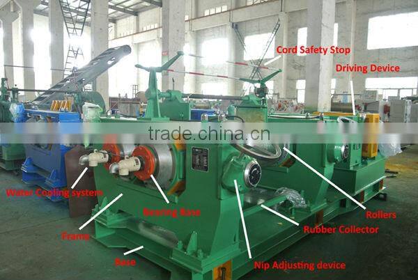 two-roll rubber mixing mill with stock blender