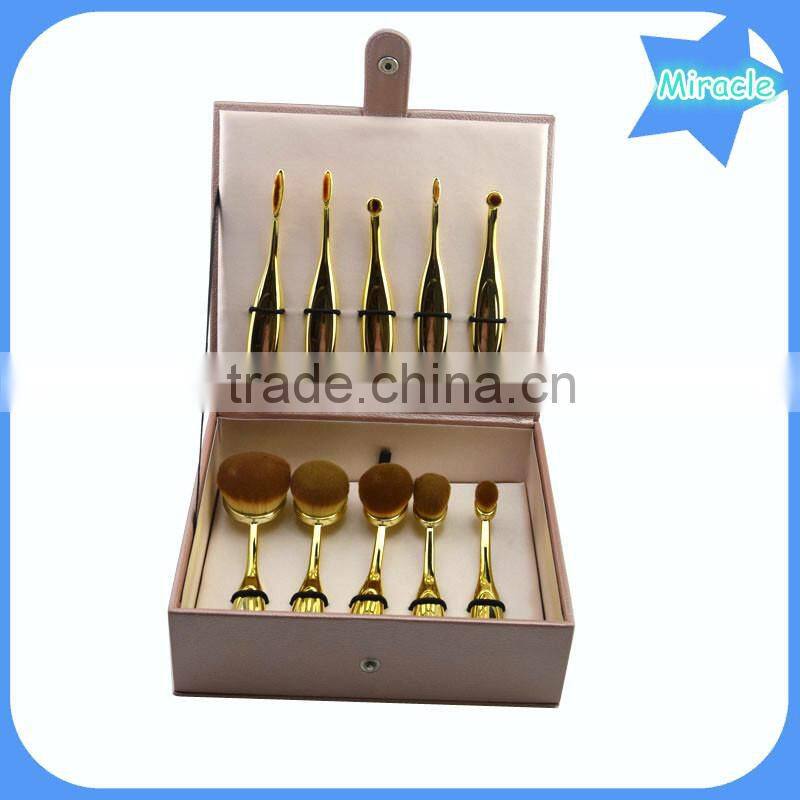 Big Promotion Sale Professional make up set 10pieces BB cream tooth foundation brush rose gold oval makeup brush set wholesale