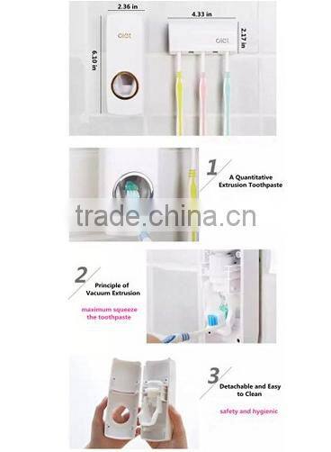 Toothpaste Dispenser Wall Mounted Automatic Toothpaste Squeezer Toilet Brush Holder Hands Free Dust-proof Toothpaste Squeezer