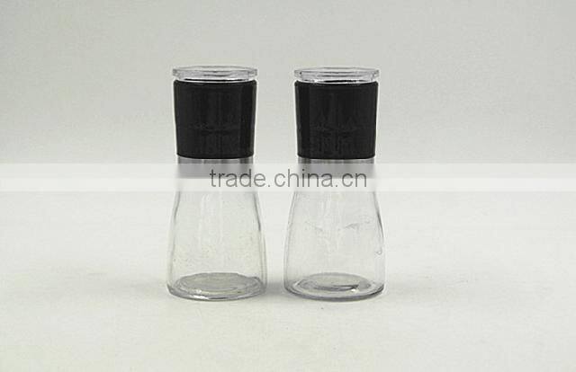 Clear Glass spice jar pepper grinder/pepper mill with plastic lid