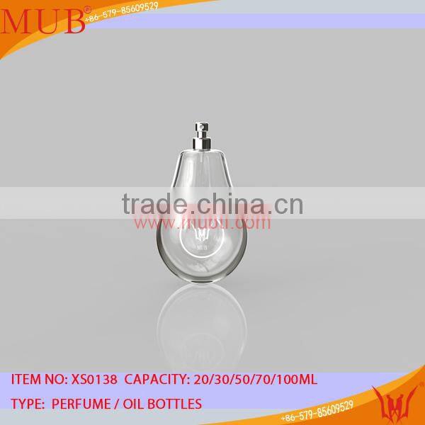 clear white bulb shape lovely glass perfume bottle
