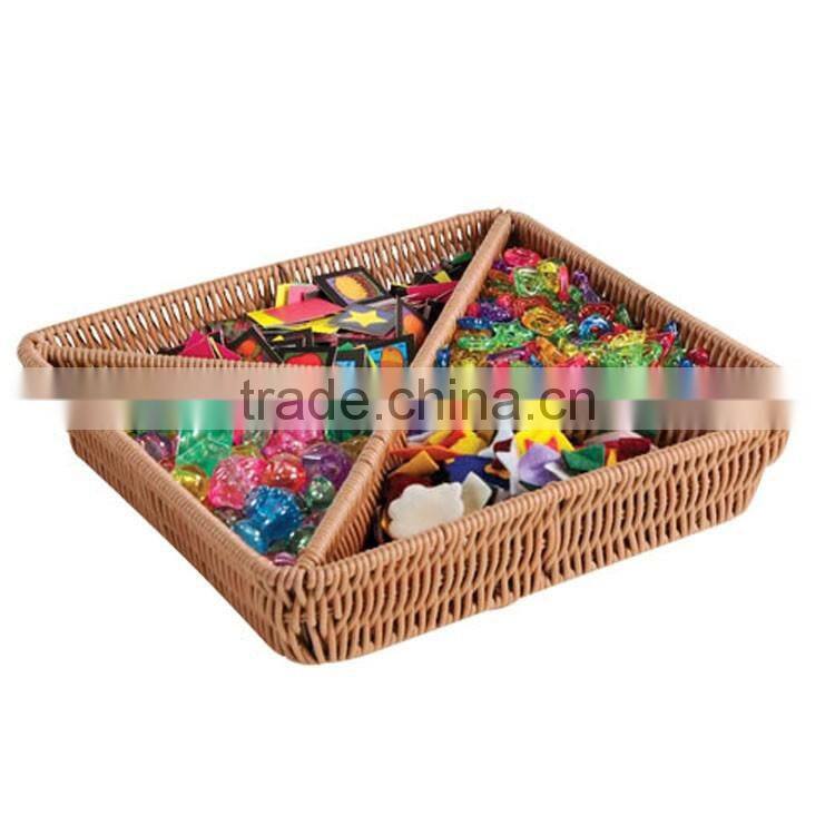 Cheap baby toys storage tray with dividers custom size wicker basket