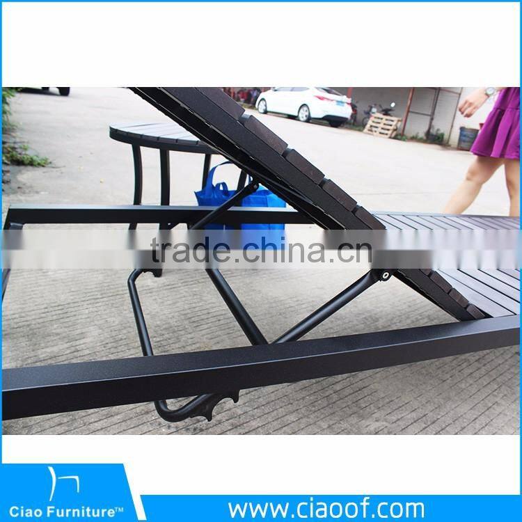 Aluminum Frame Beach Bed Wood / Wooden Sun Lounger / Teak Sun Lounger