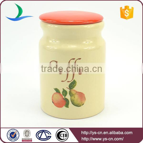 Fruit Decal Ceramic Storage Jars With Red Lid