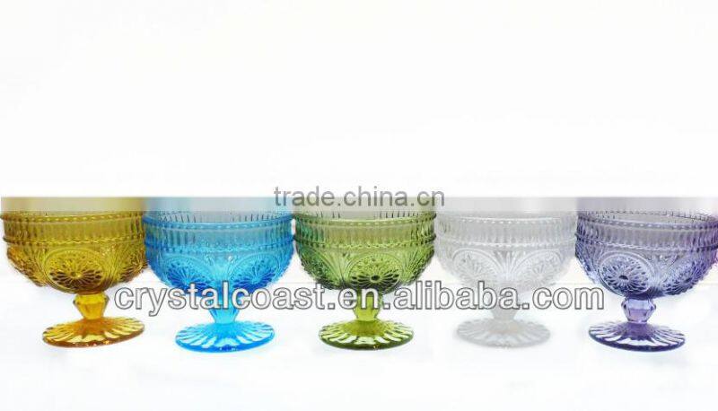 china wholesale fancy design cone colorful glass ice cream cup