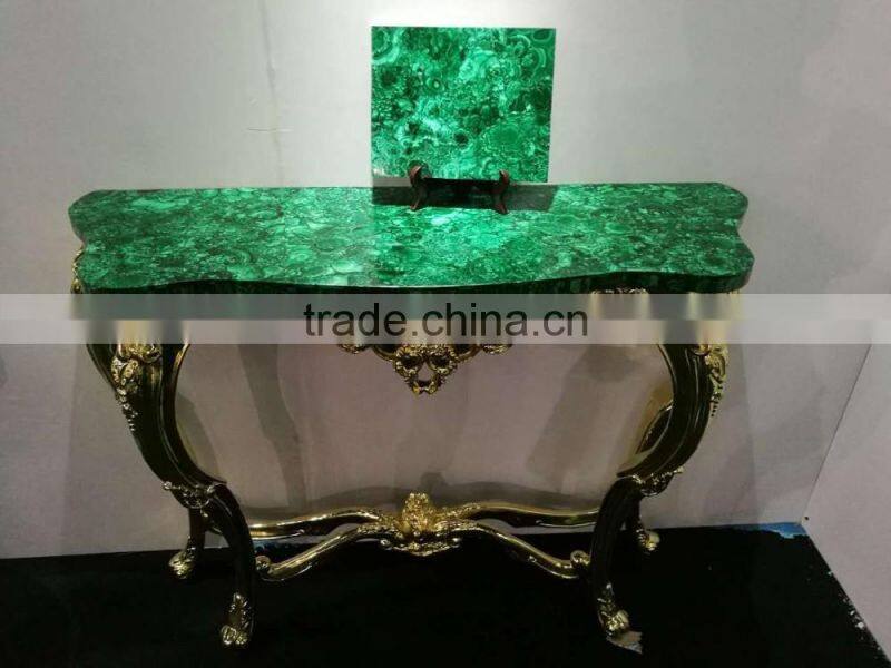 European Style Nouveau Gilt Wood Hall Way Console Table, Home Decorative Console Table, Malachite Top Console Table
