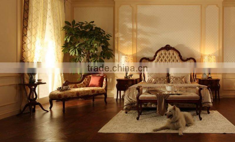 Antique Wood Carved Chair, Side Chair/Luxury French Rococo Style Living Room Leisure Armchair With Coffee Table/