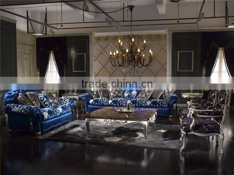 Italy Innovative Style Individual Character and Fashionable Chesterfild Bright Blue Sofa Set