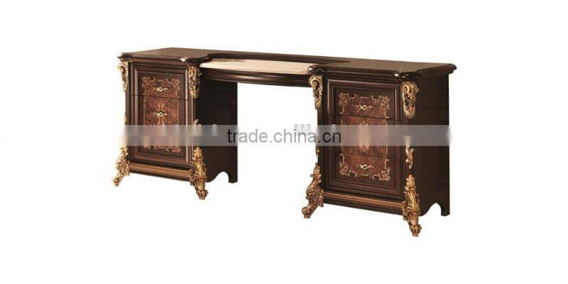 Solid Wood Golden Color Five Door Wardrobe/Luxury Italian Bedroom Furniture(MOQ=1 SET)