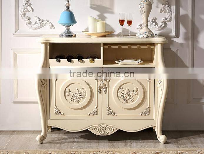 New design neoclassic solid wood chrysanthemum carving two doors sideboard
