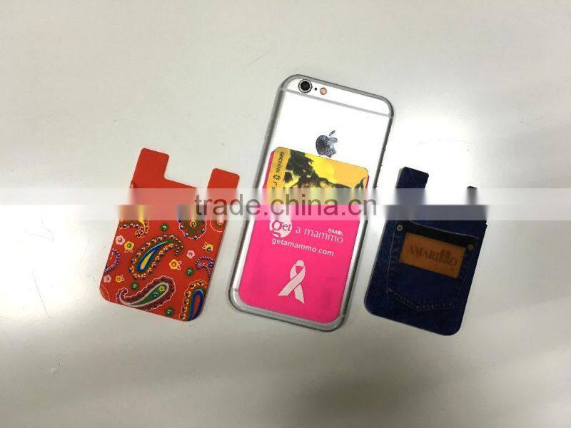Cuntom made 3M adhesive smart phone pocket/silicone phone card holder