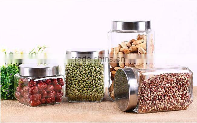 900ml Square candy glass jar square food glass jar square glass jar with lid