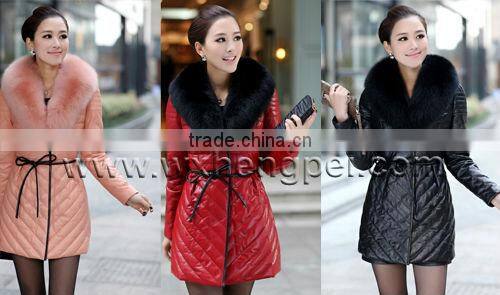 Genuine Leather Down Overcoat Jacket