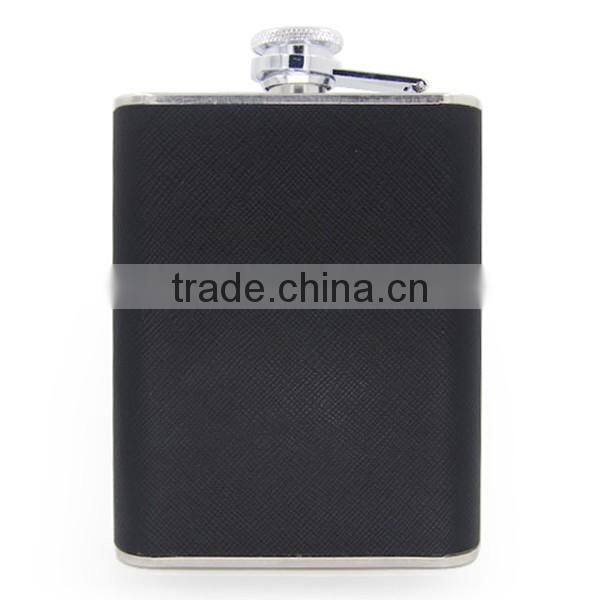 6 OZ stainless steel wine bottles stick black twill leather cigarette case