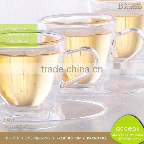 Custom Drinking Glass Tea Mug Cups With Handle