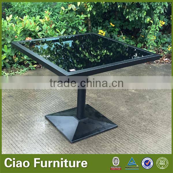 Square black oil glass dining table