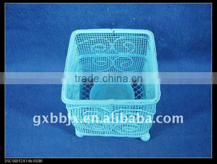 Blue iron wire square decorative candle hoder crafts
