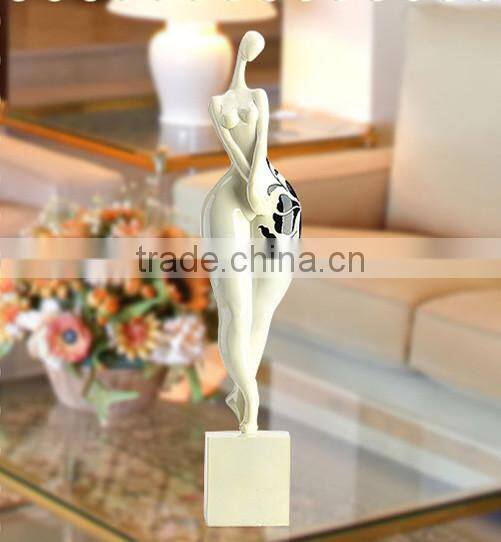 Black Resin Abstract Modern Yoga Lady Sculpture