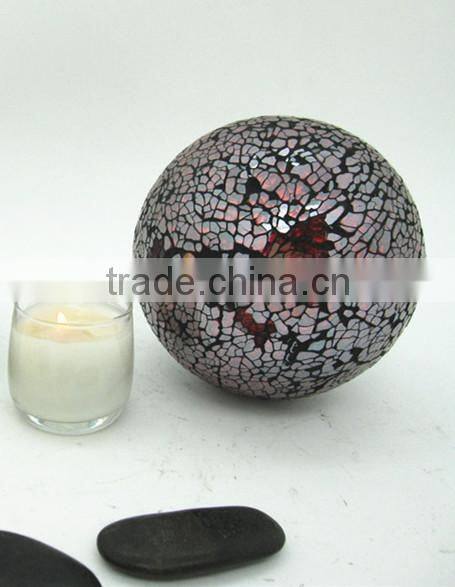 Handmade Ruby Red Glass Polished Large Crackle Glass Balls Ornaments