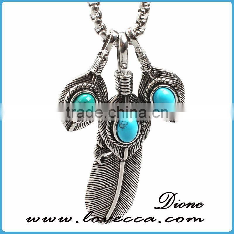 Various designs wholesale titanium antique color men feather pendant in stainless steel