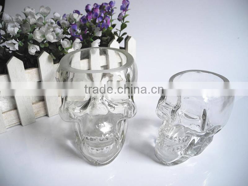 clear unique skull shaped ornament glass candle container