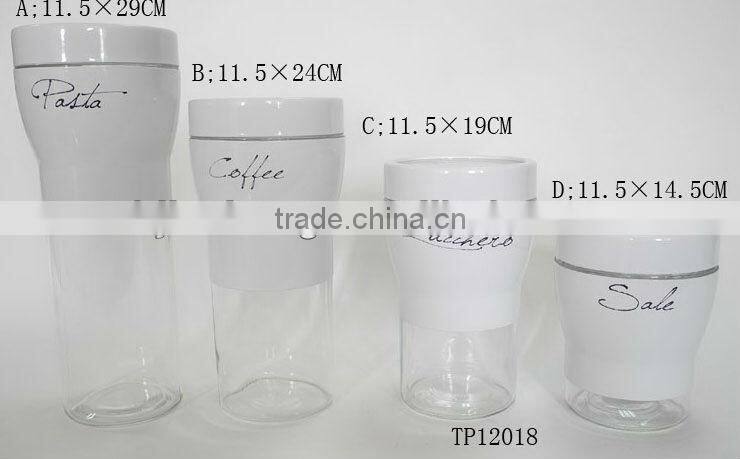 s/s stainless steel sleeve glass tea jar with lid