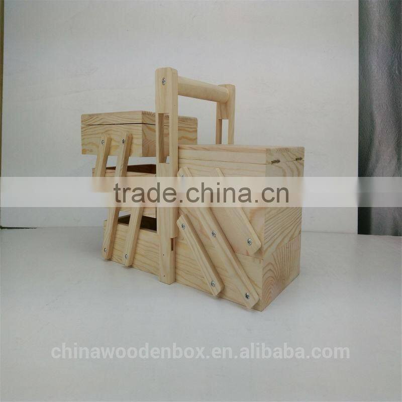 Mini customize folding wooden sewing box for sale