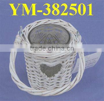 woven willow candle holder with small bottom