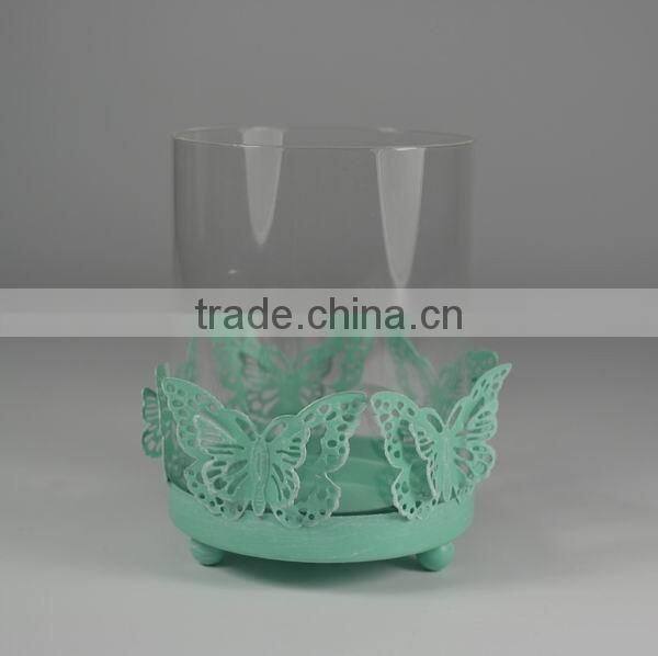 Spring candle holder with glass tube