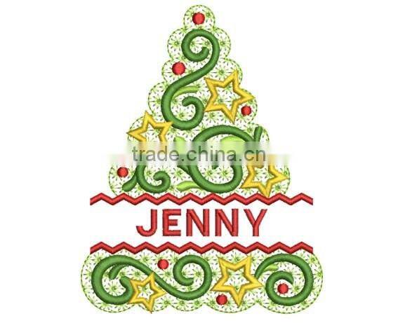 Christmas Tree Machine Embroidery Design Beautiful Elegant Font Frame