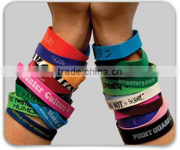 Several colors silk print logo bracelet, hot transfer print band, water transfer print logo wristband