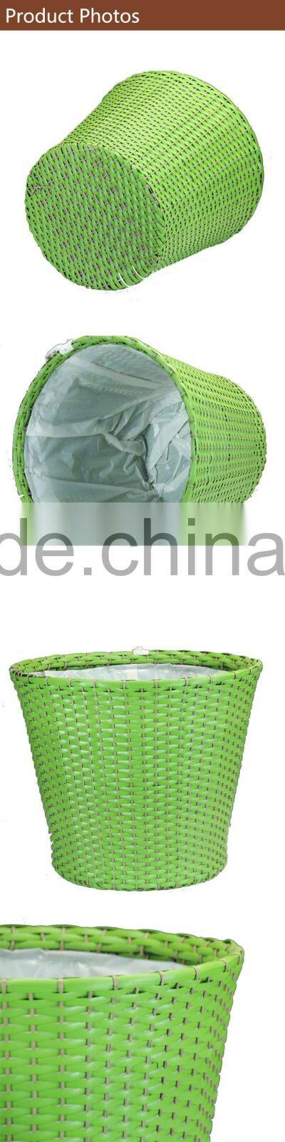 Large LightGreen Woven PVC Linner/ Storage Basket/Pot