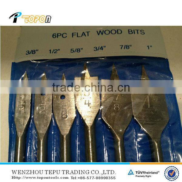 6 Pcs Flat Wood Bit Set Wood Bit Flat Wood Bits 3/8" 1/2" 5/8" 3/4" 7/8" 1"