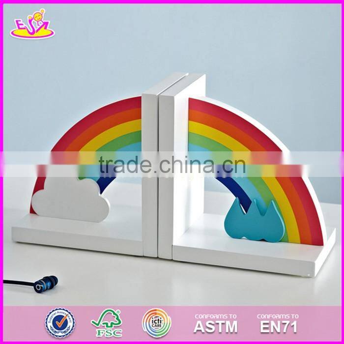 2017 brand new children rainbow wooden decorative bookends for sale W08D065