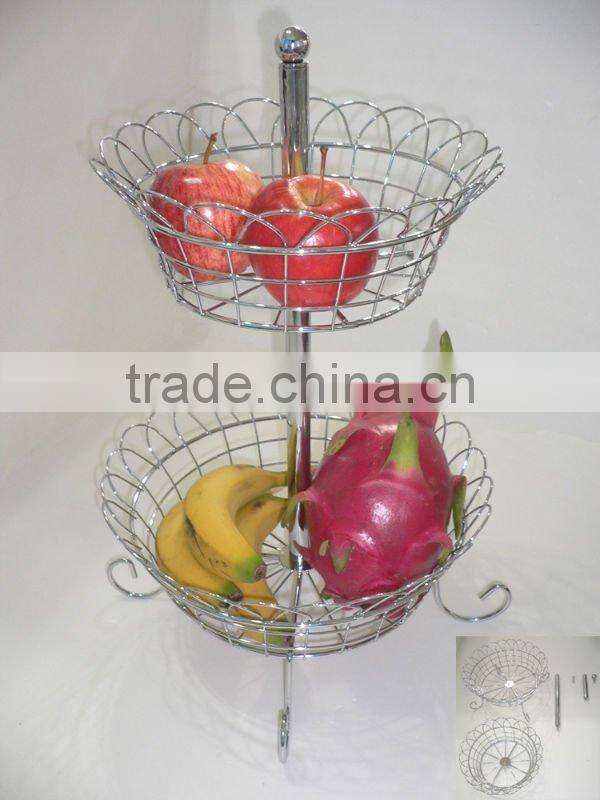 Free Standing Metal Wire Fruit Basket Rack Holder Storage Basket