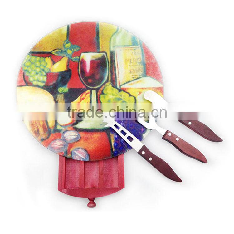 4PCS classic bistro cheese board and knife set