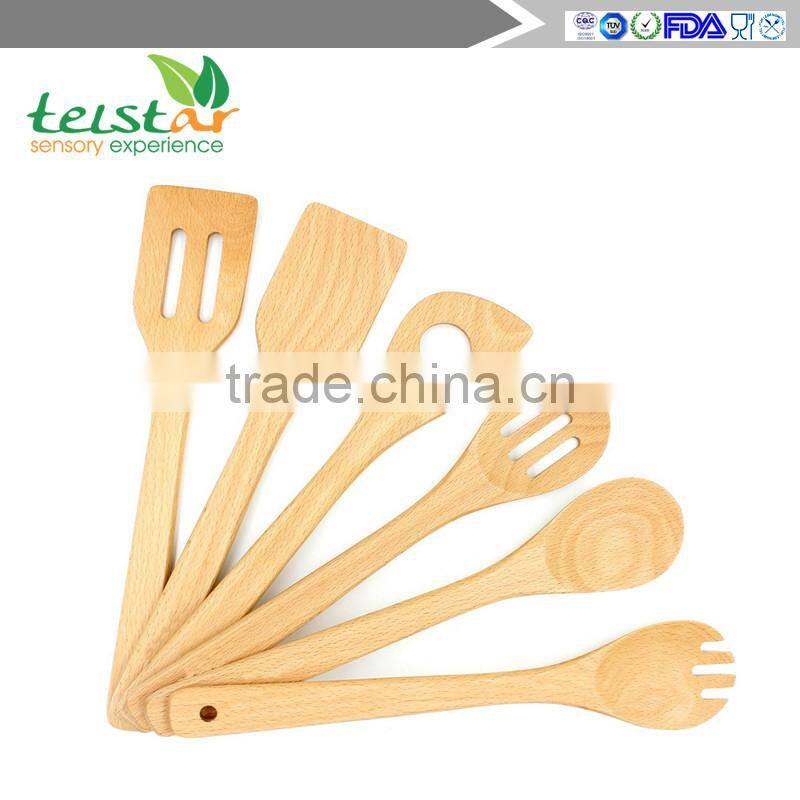 Solid Wood Cooking Spoons and Spatulas Non Stick Wooden Spoon Set Cooking Utensil Set