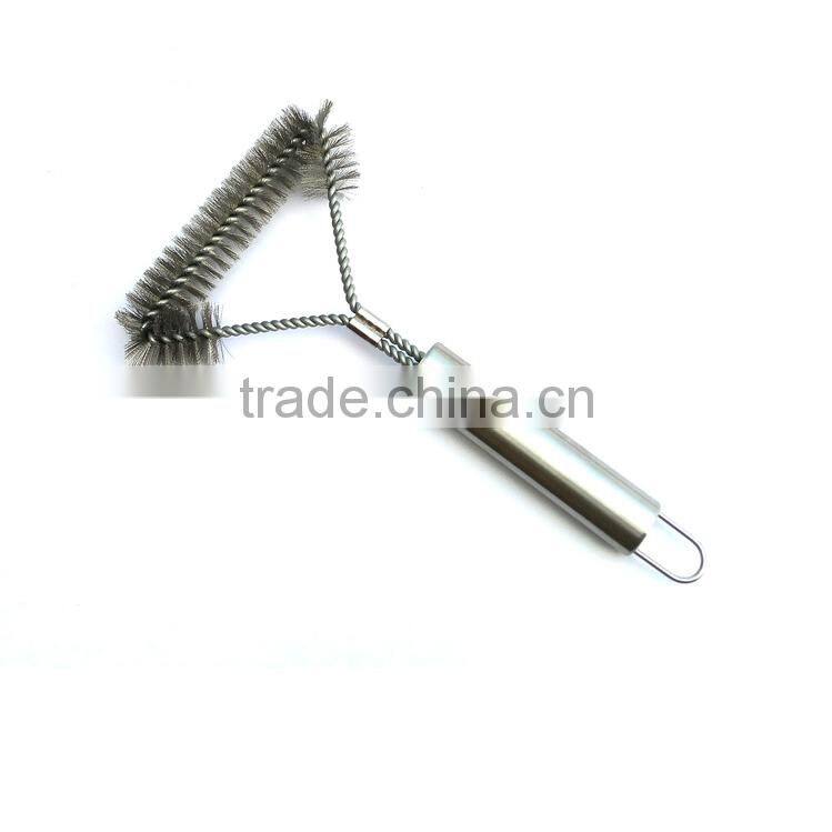 2016 amazon hot sell Food Grade 12" BBQ Cleaning grill Brush with Plastic Handle