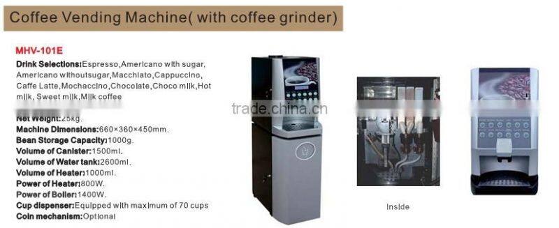 2015 High Quality Coffee Vending Machine with Coffee Grinder