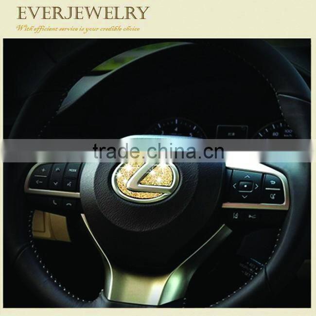 Hot sales and high grade rhinestone bling crystal car logo sticker decal design/AAA crystal car steering circle