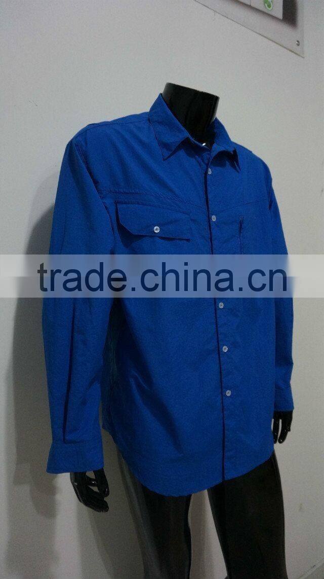 ZX Wholesale Fishing Shirts, Elastic polyester pongee fabric casual shirt, new design outdoor shirt