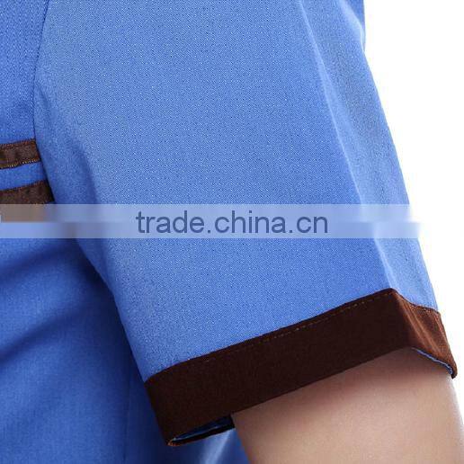 2016 OEM hotel waitress short sleeve staff uniform high quality