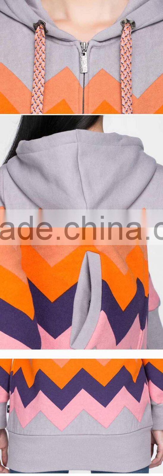 elongated cheap two tone thick wholesale fleece longline dress hoodies women with zip made in china