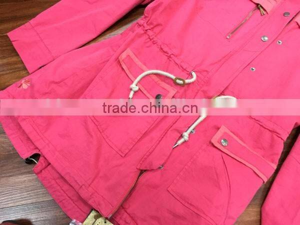 women wind-proof jackets 100%cotton long style stock clothing, stocklots garments